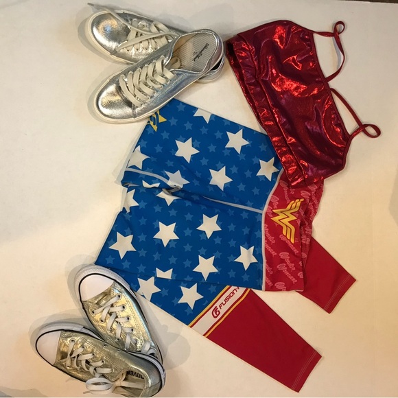 Wonder Woman fusion FG bundle size small leggings medium glitter top - Picture 14 of 16